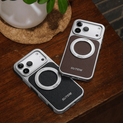 Luxe Case™ – Coque Cuir Premium + Support Rotatif