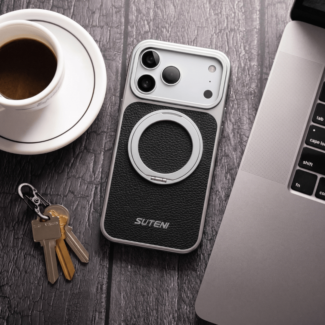 Luxe Case™ – Coque Cuir Premium + Support Rotatif