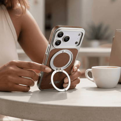 Luxe Case™ – Coque Cuir Premium + Support Rotatif