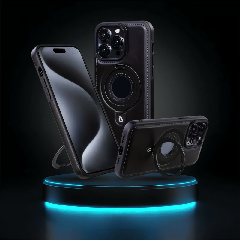 Coque iPhone Premium en Cuir avec Support