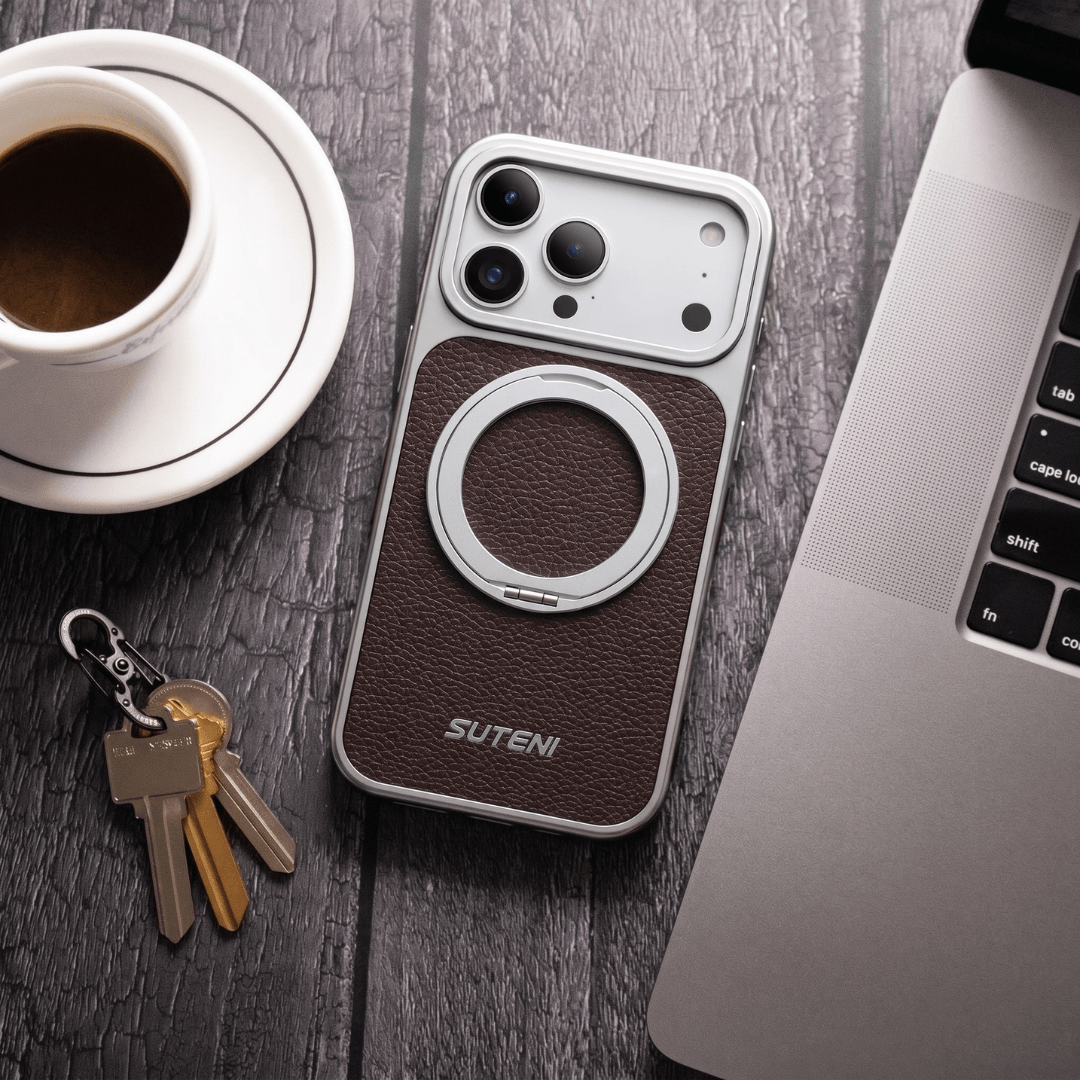 Luxe Case™ – Coque Cuir Premium + Support Rotatif