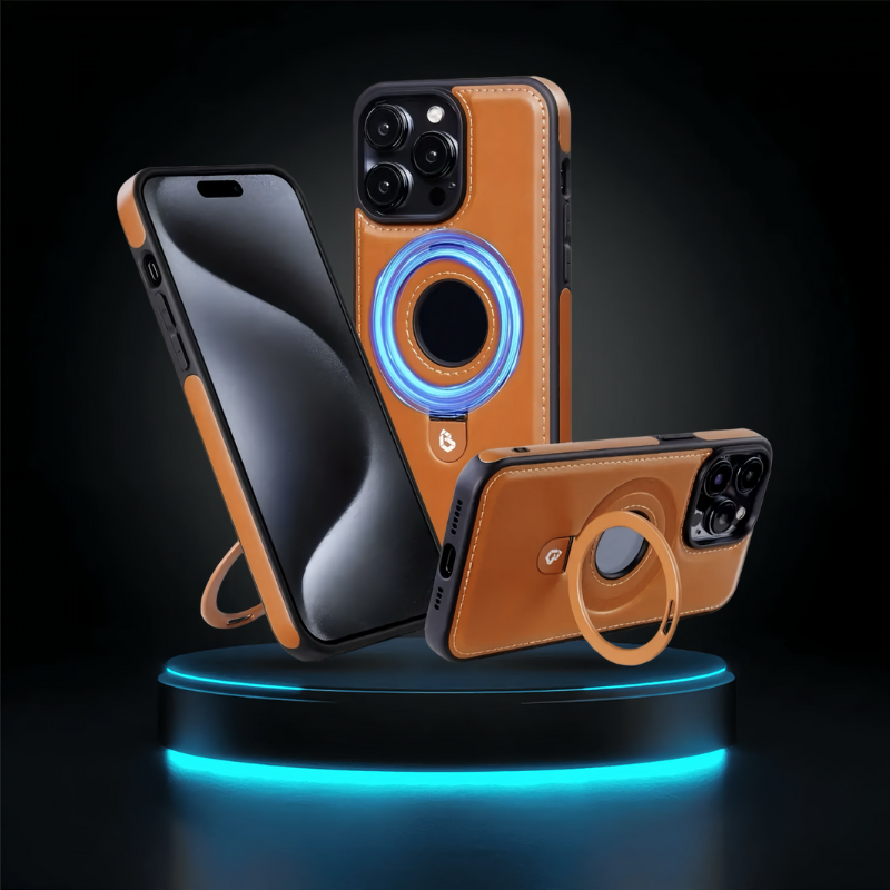 Coque iPhone Premium en Cuir avec Support