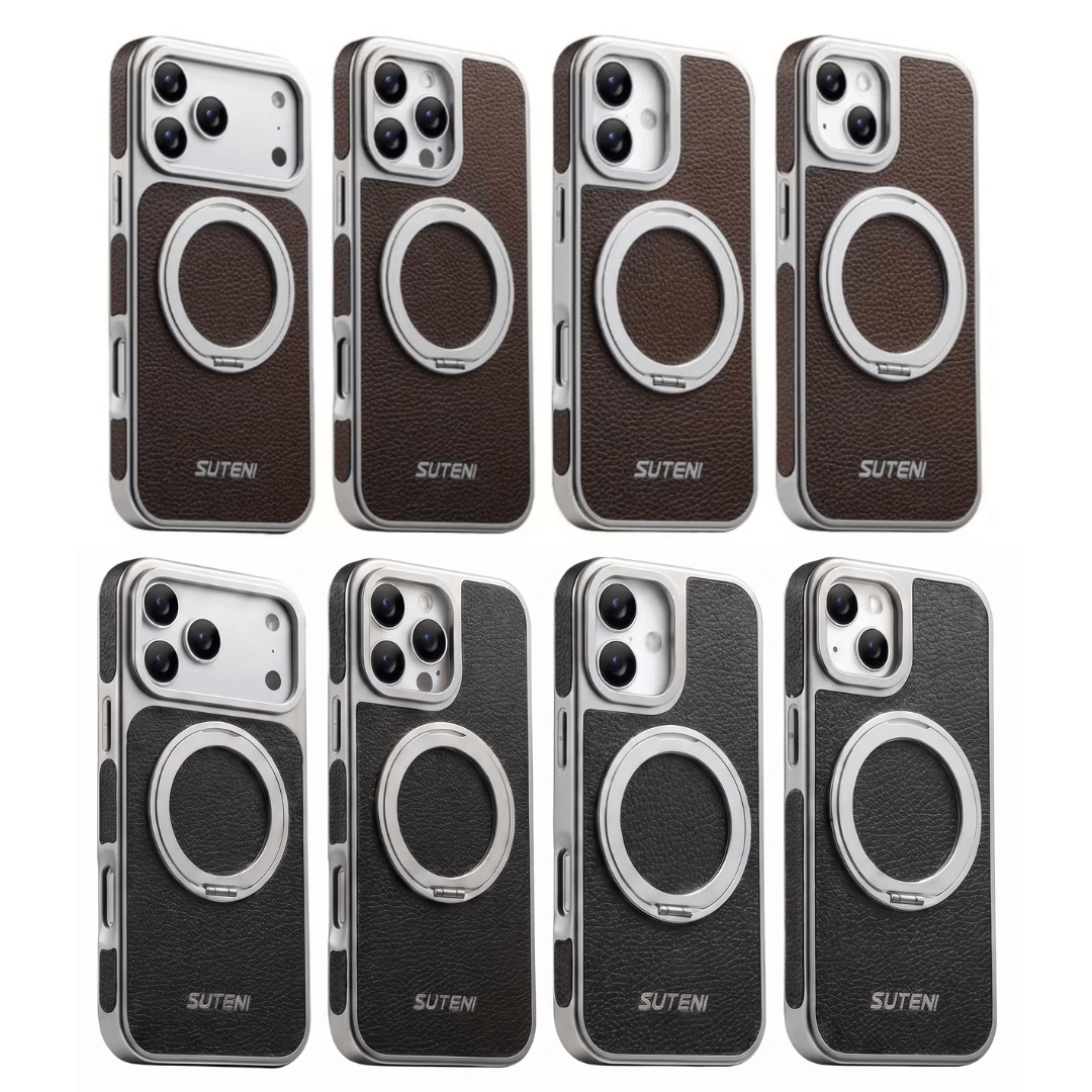 Luxe Case™ – Coque Cuir Premium + Support Rotatif